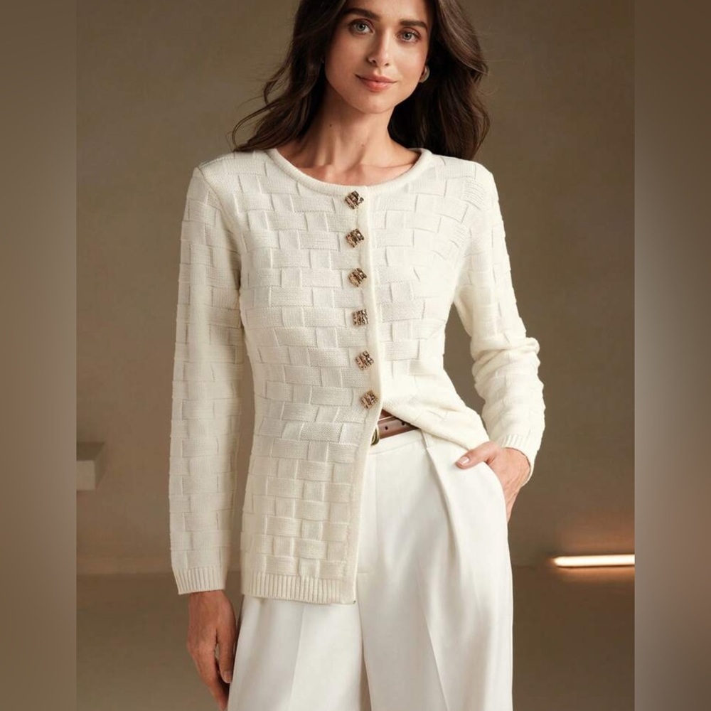 Luxury French knit sweater cardigan. L NWT